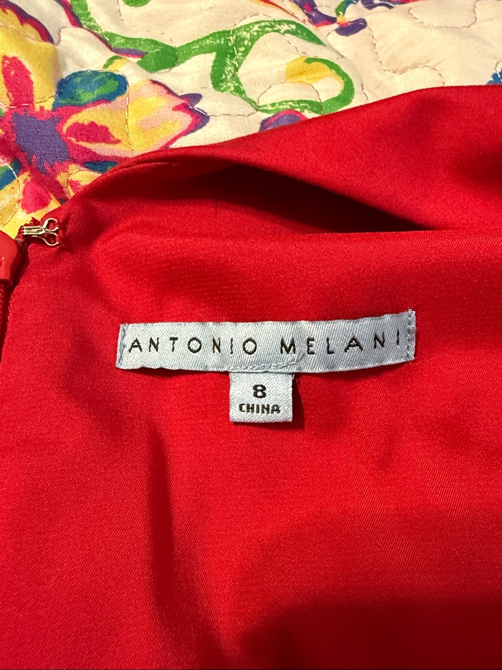 Antonio Melani Galeo Red Smocked Midi Dress Size: 8 - Picture 8 of 9